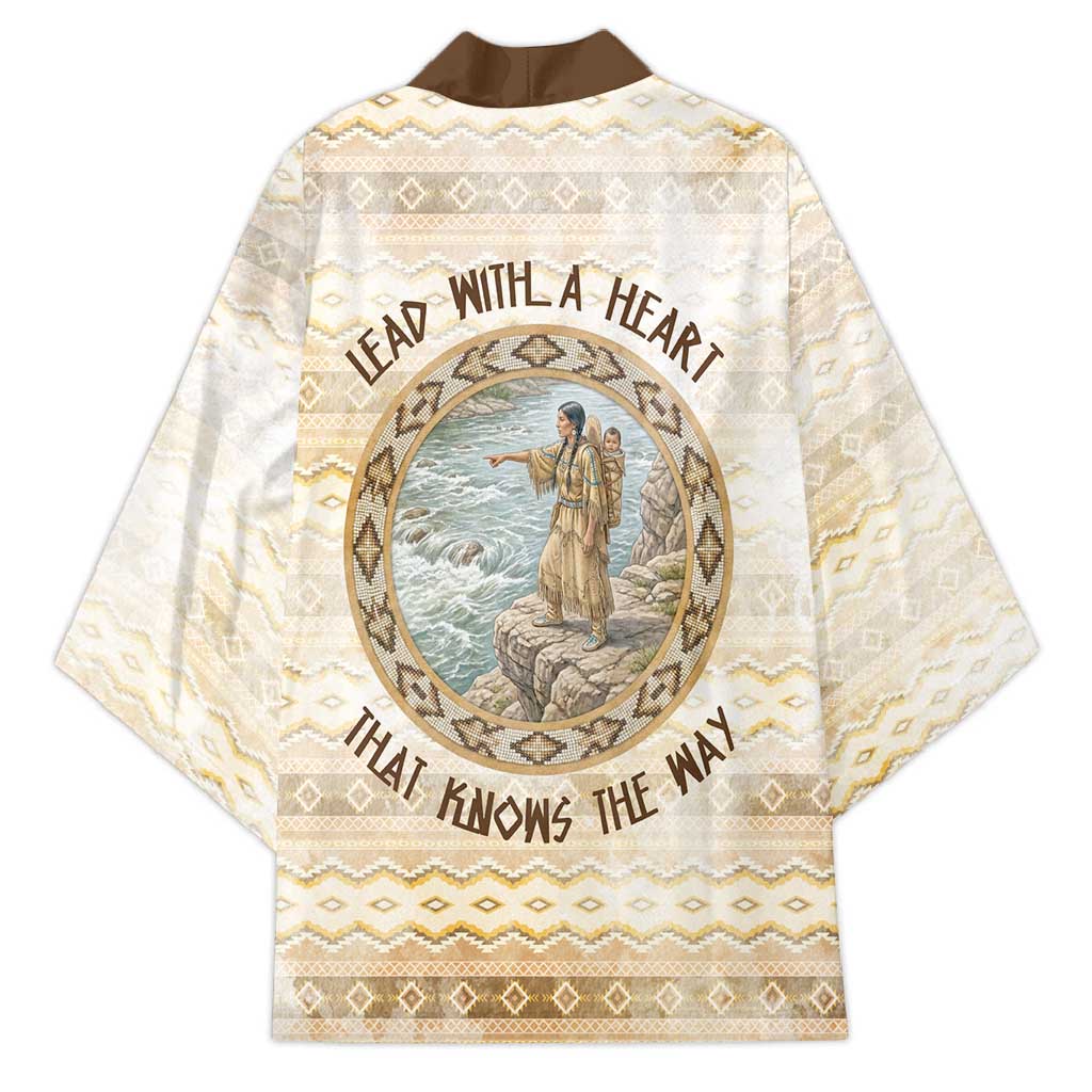 Sacagawea Native American Kimono River Journey Scene Inspirational Quote Lead with Your Heart - Wonder Print Shop