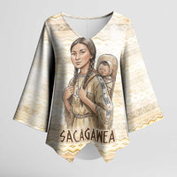 Sacagawea Native American Kimono Sleeve Blouse River Journey Scene Inspirational Quote Lead with Your Heart - Wonder Print Shop