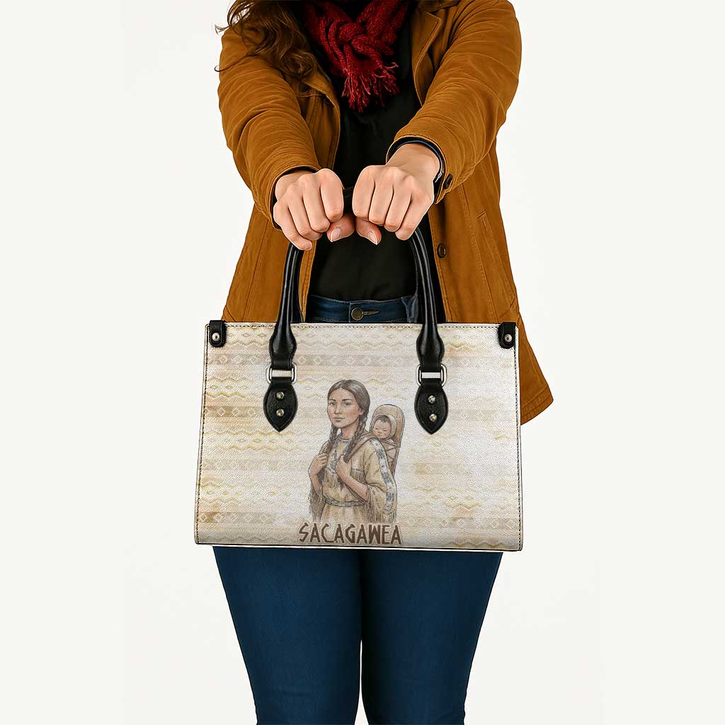 Sacagawea Native American Leather Bag River Journey Scene Inspirational Quote Lead with Your Heart - Wonder Print Shop