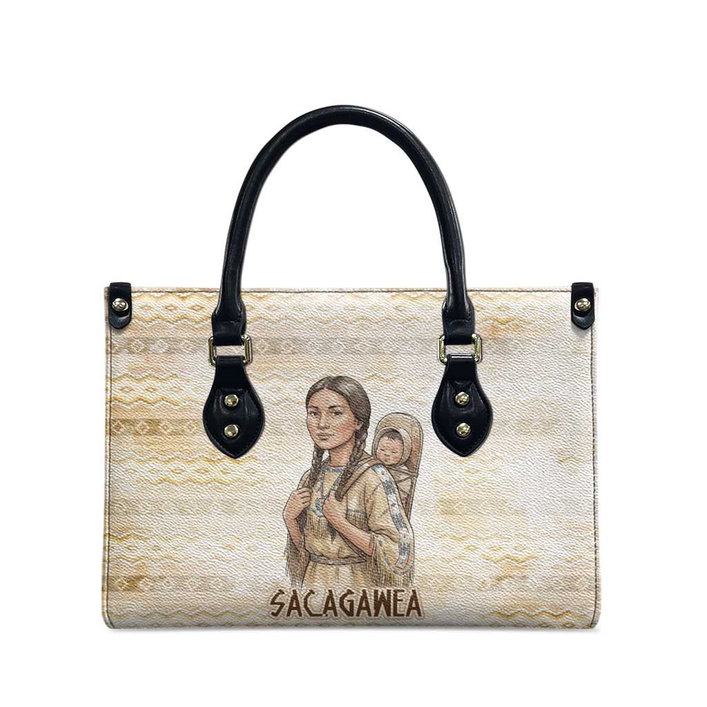 Sacagawea Native American Leather Bag River Journey Scene Inspirational Quote Lead with Your Heart - Wonder Print Shop