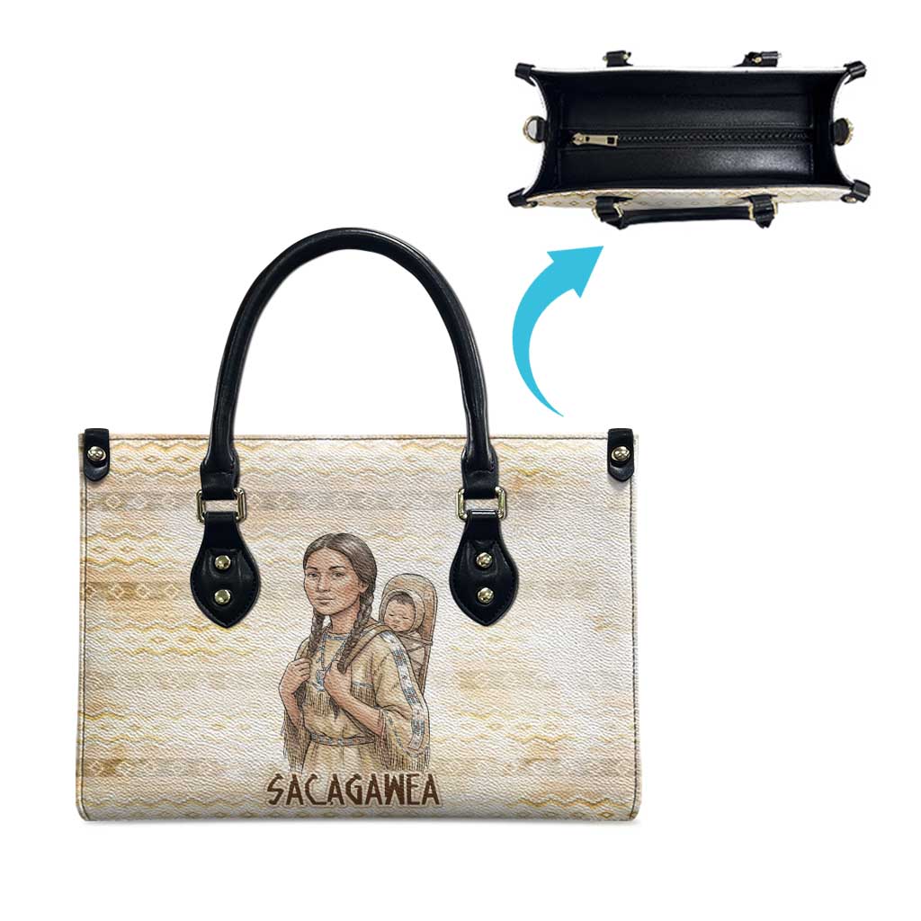 Sacagawea Native American Leather Bag River Journey Scene Inspirational Quote Lead with Your Heart - Wonder Print Shop