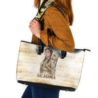 Sacagawea Native American Leather Tote Bag River Journey Scene Inspirational Quote Lead with Your Heart - Wonder Print Shop