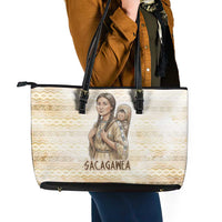 Sacagawea Native American Leather Tote Bag River Journey Scene Inspirational Quote Lead with Your Heart - Wonder Print Shop