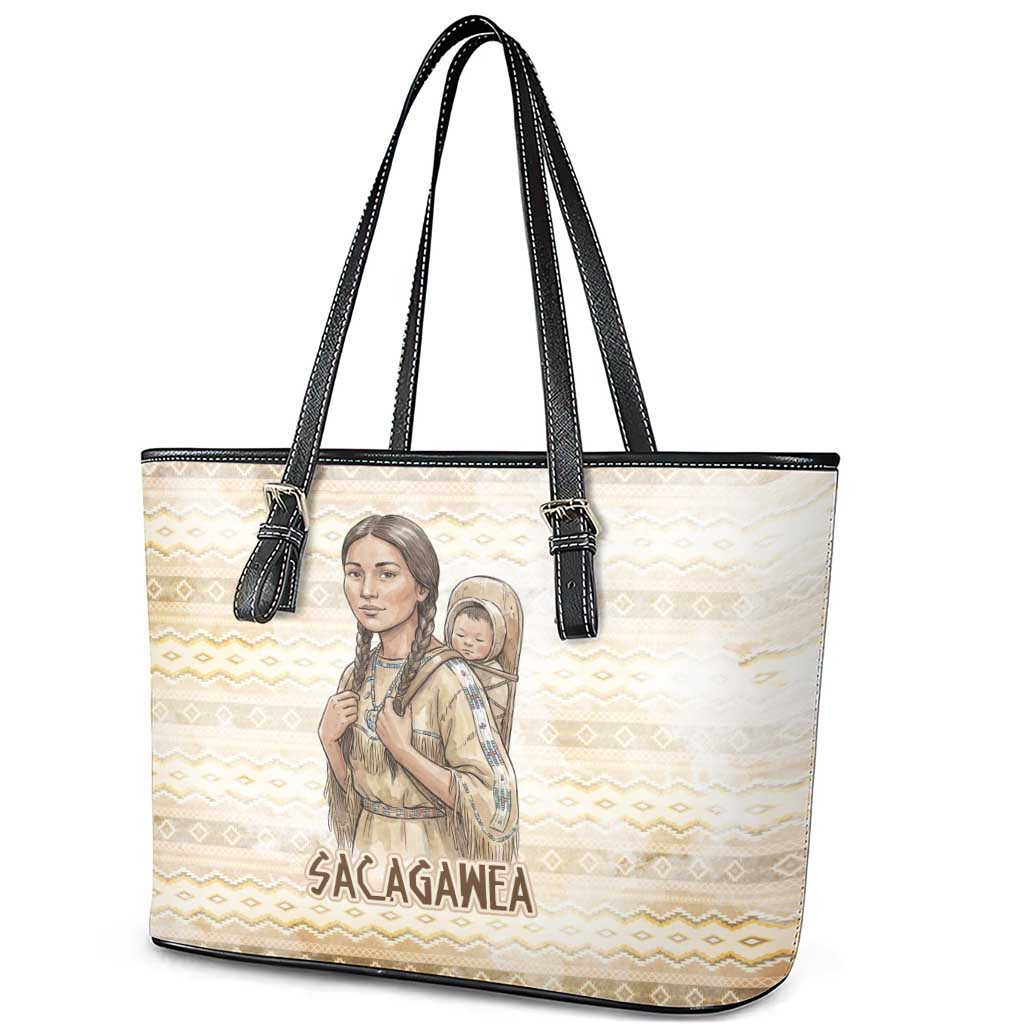 Sacagawea Native American Leather Tote Bag River Journey Scene Inspirational Quote Lead with Your Heart - Wonder Print Shop