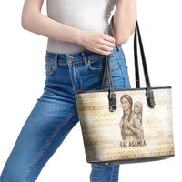 Sacagawea Native American Leather Tote Bag River Journey Scene Inspirational Quote Lead with Your Heart - Wonder Print Shop