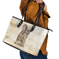 Sacagawea Native American Leather Tote Bag River Journey Scene Inspirational Quote Lead with Your Heart - Wonder Print Shop