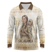 Sacagawea Native American Long Sleeve Polo Shirt River Journey Scene Inspirational Quote Lead with Your Heart - Wonder Print Shop