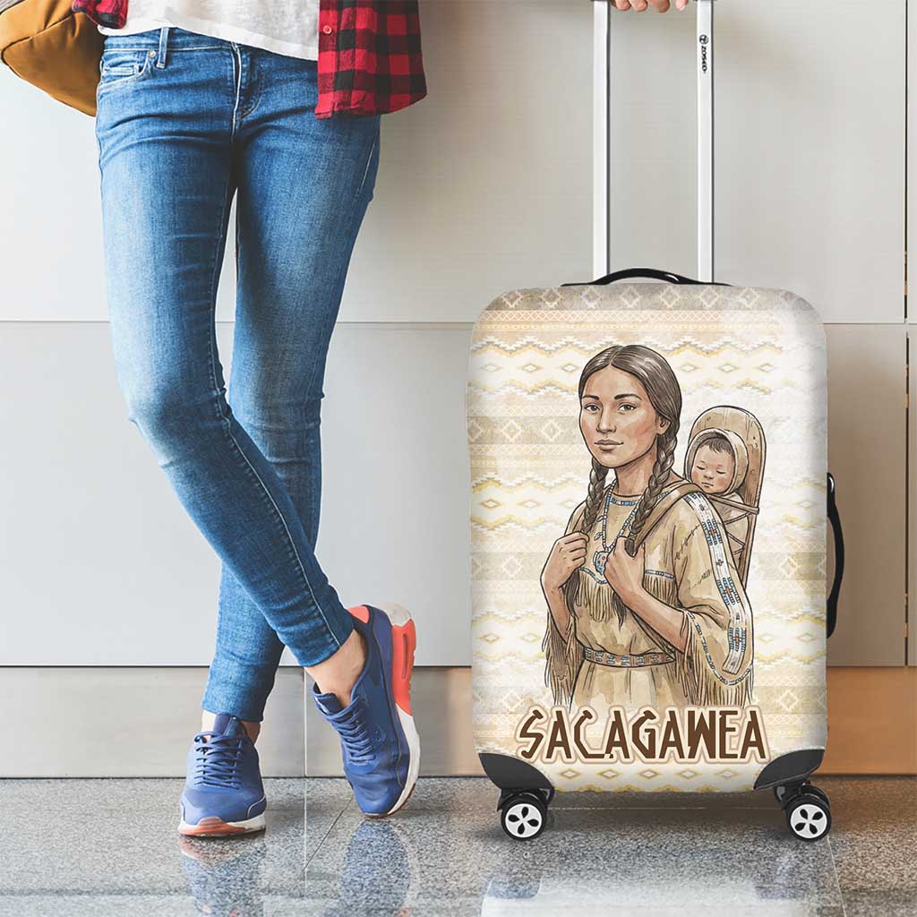 Sacagawea Native American Luggage Cover River Journey Scene Inspirational Quote Lead with Your Heart - Wonder Print Shop