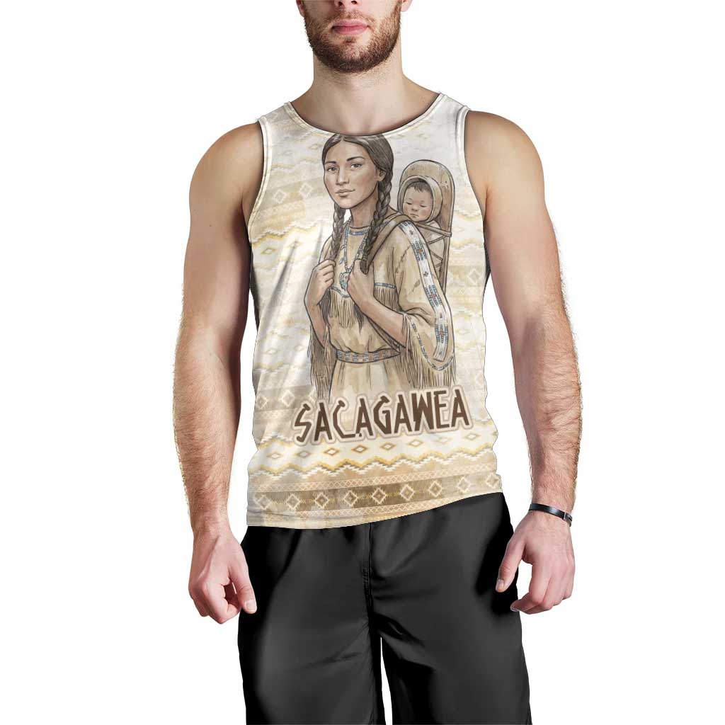 Sacagawea Native American Men Tank Top River Journey Scene Inspirational Quote Lead with Your Heart - Wonder Print Shop