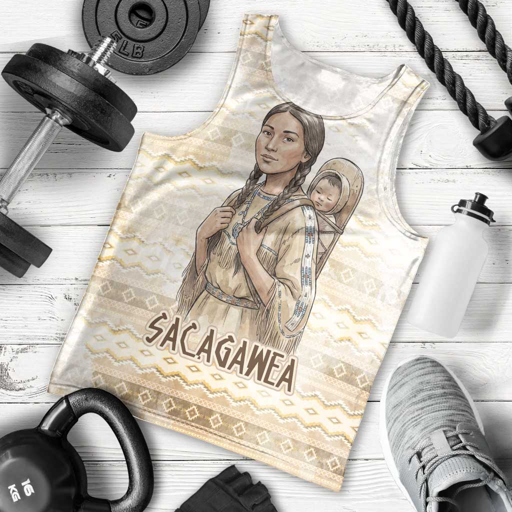 Sacagawea Native American Men Tank Top River Journey Scene Inspirational Quote Lead with Your Heart - Wonder Print Shop