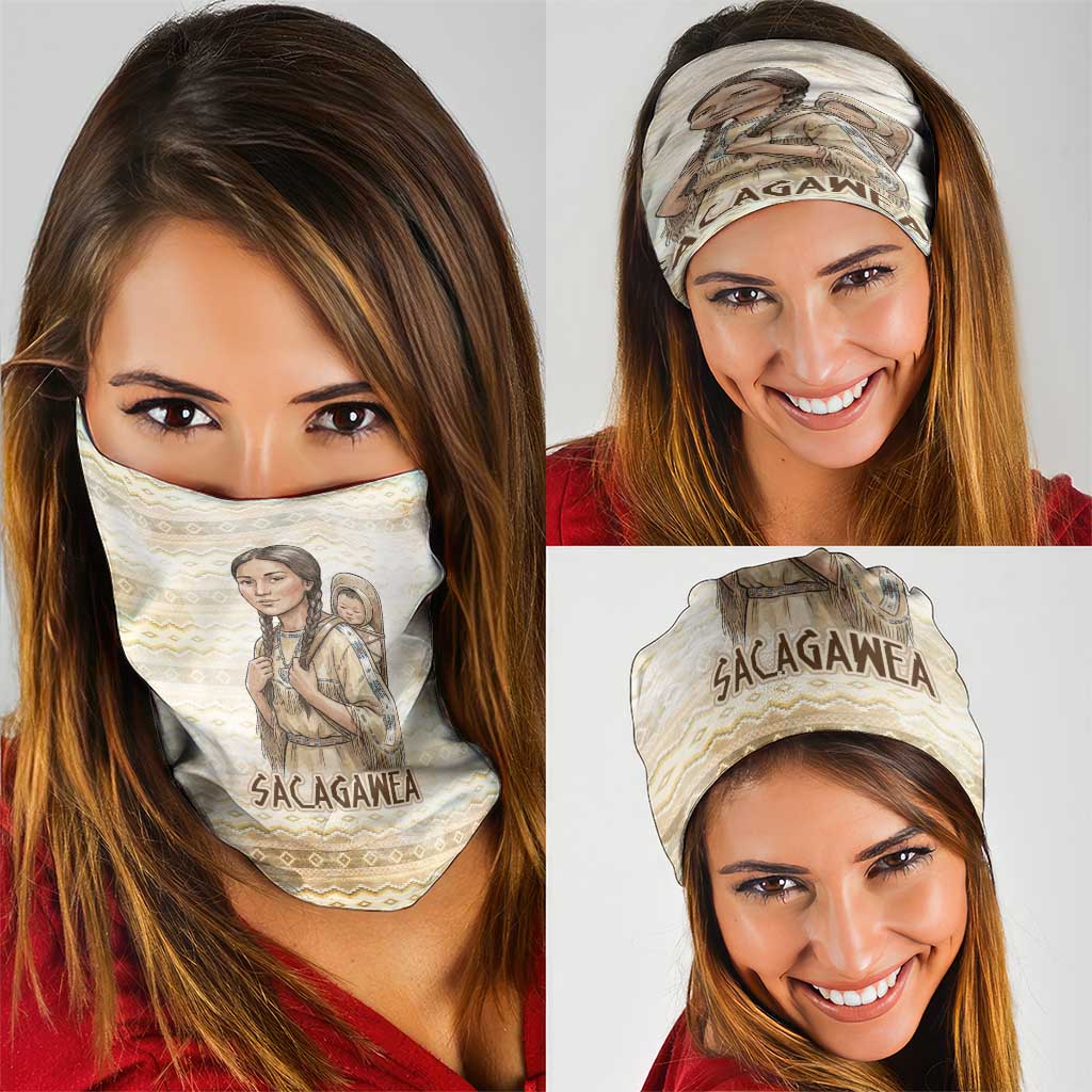 Sacagawea Native American Neck Gaiter River Journey Scene Inspirational Quote Lead with Your Heart - Wonder Print Shop