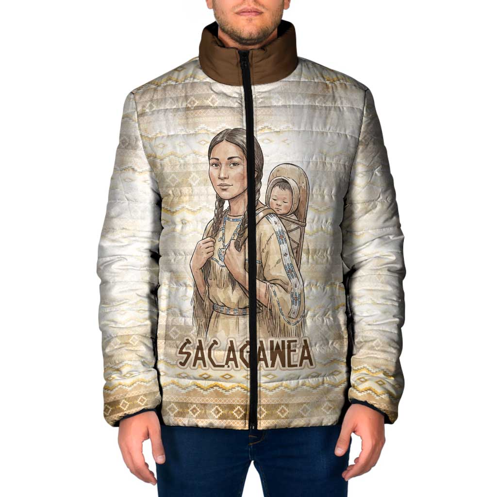 Sacagawea Native American Padded Jacket River Journey Scene Inspirational Quote Lead with Your Heart - Wonder Print Shop
