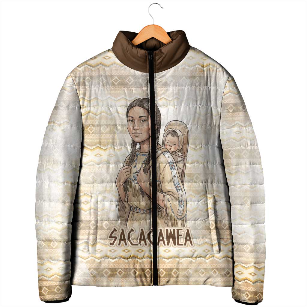 Sacagawea Native American Padded Jacket River Journey Scene Inspirational Quote Lead with Your Heart - Wonder Print Shop