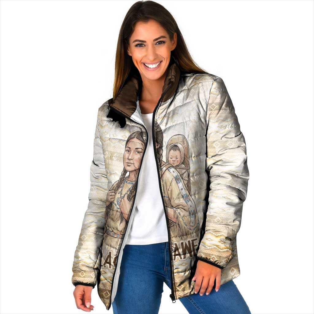Sacagawea Native American Padded Jacket River Journey Scene Inspirational Quote Lead with Your Heart - Wonder Print Shop