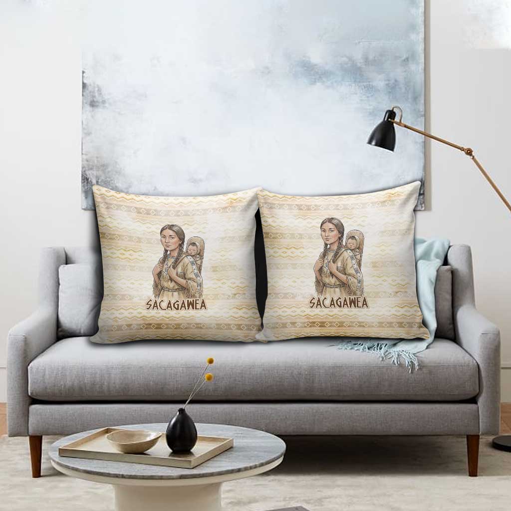 Sacagawea Native American Pillow Cover River Journey Scene Inspirational Quote Lead with Your Heart - Wonder Print Shop