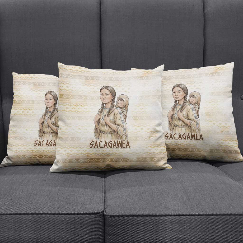 Sacagawea Native American Pillow Cover River Journey Scene Inspirational Quote Lead with Your Heart - Wonder Print Shop