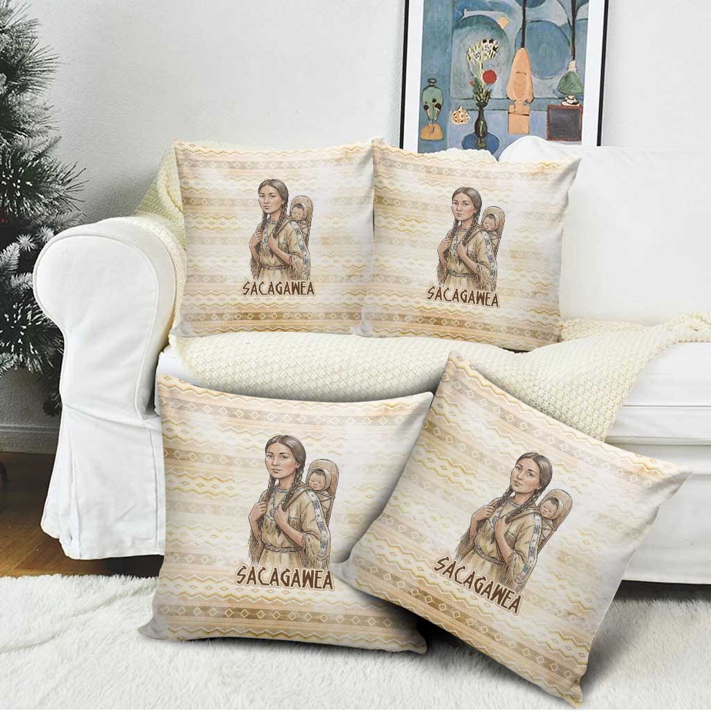 Sacagawea Native American Pillow Cover River Journey Scene Inspirational Quote Lead with Your Heart - Wonder Print Shop