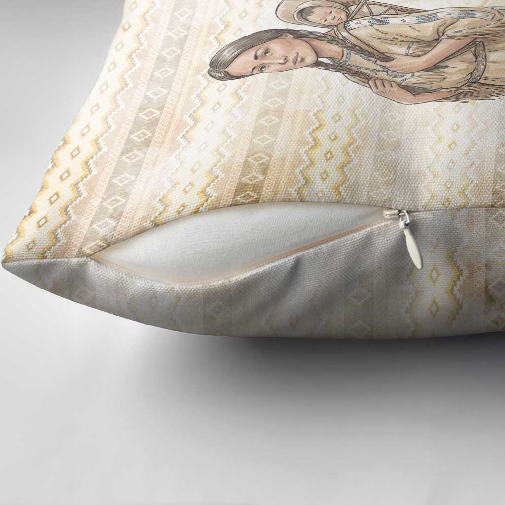 Sacagawea Native American Pillow Cover River Journey Scene Inspirational Quote Lead with Your Heart - Wonder Print Shop