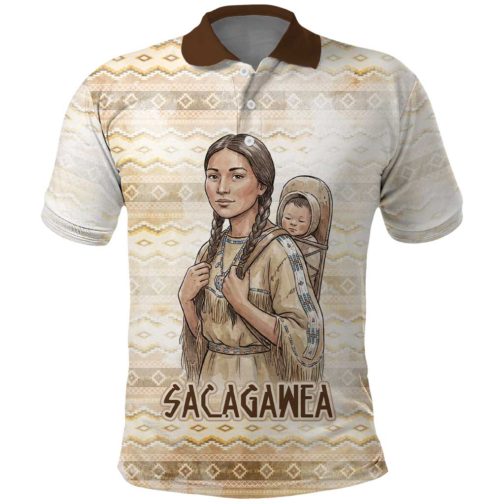 Sacagawea Native American Polo Shirt River Journey Scene Inspirational Quote Lead with Your Heart - Wonder Print Shop