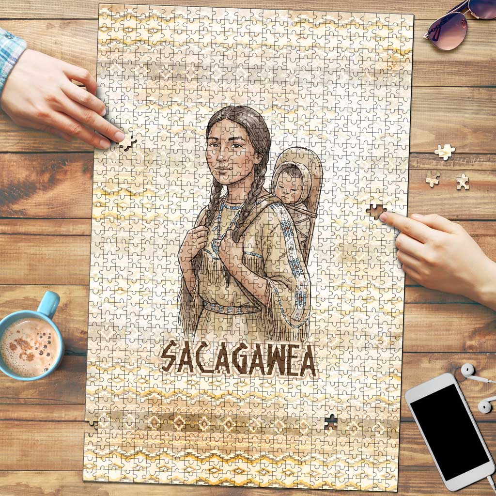 Sacagawea Native American Puzzle River Journey Scene Inspirational Quote Lead with Your Heart - Wonder Print Shop