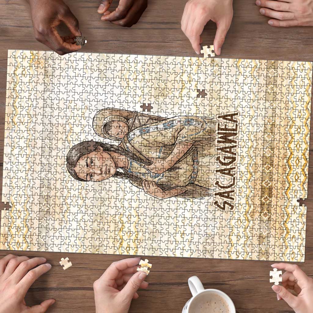 Sacagawea Native American Puzzle River Journey Scene Inspirational Quote Lead with Your Heart - Wonder Print Shop