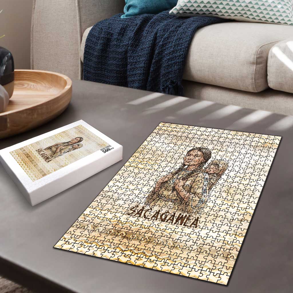 Sacagawea Native American Puzzle River Journey Scene Inspirational Quote Lead with Your Heart - Wonder Print Shop
