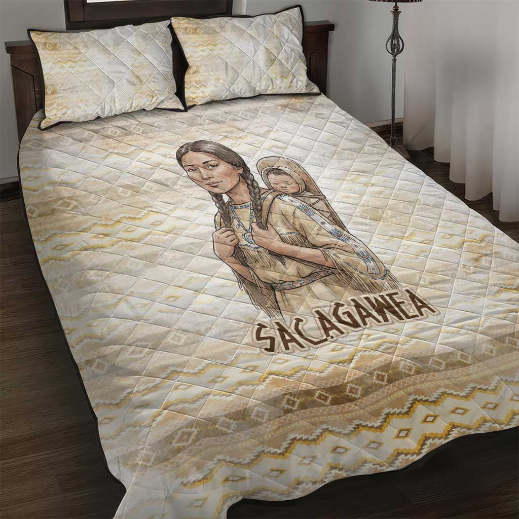 Sacagawea Native American Quilt Bed Set River Journey Scene Inspirational Quote Lead with Your Heart - Wonder Print Shop