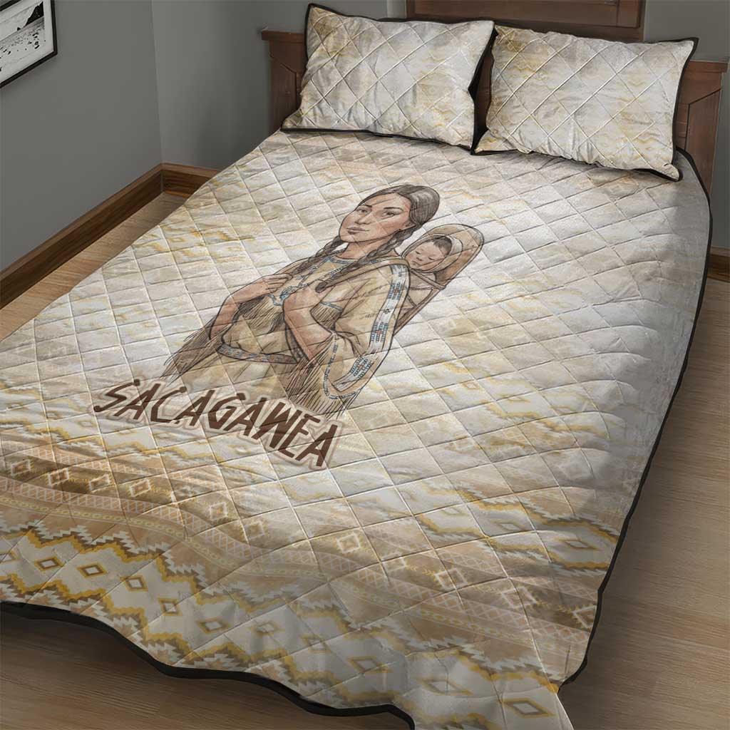 Sacagawea Native American Quilt Bed Set River Journey Scene Inspirational Quote Lead with Your Heart - Wonder Print Shop