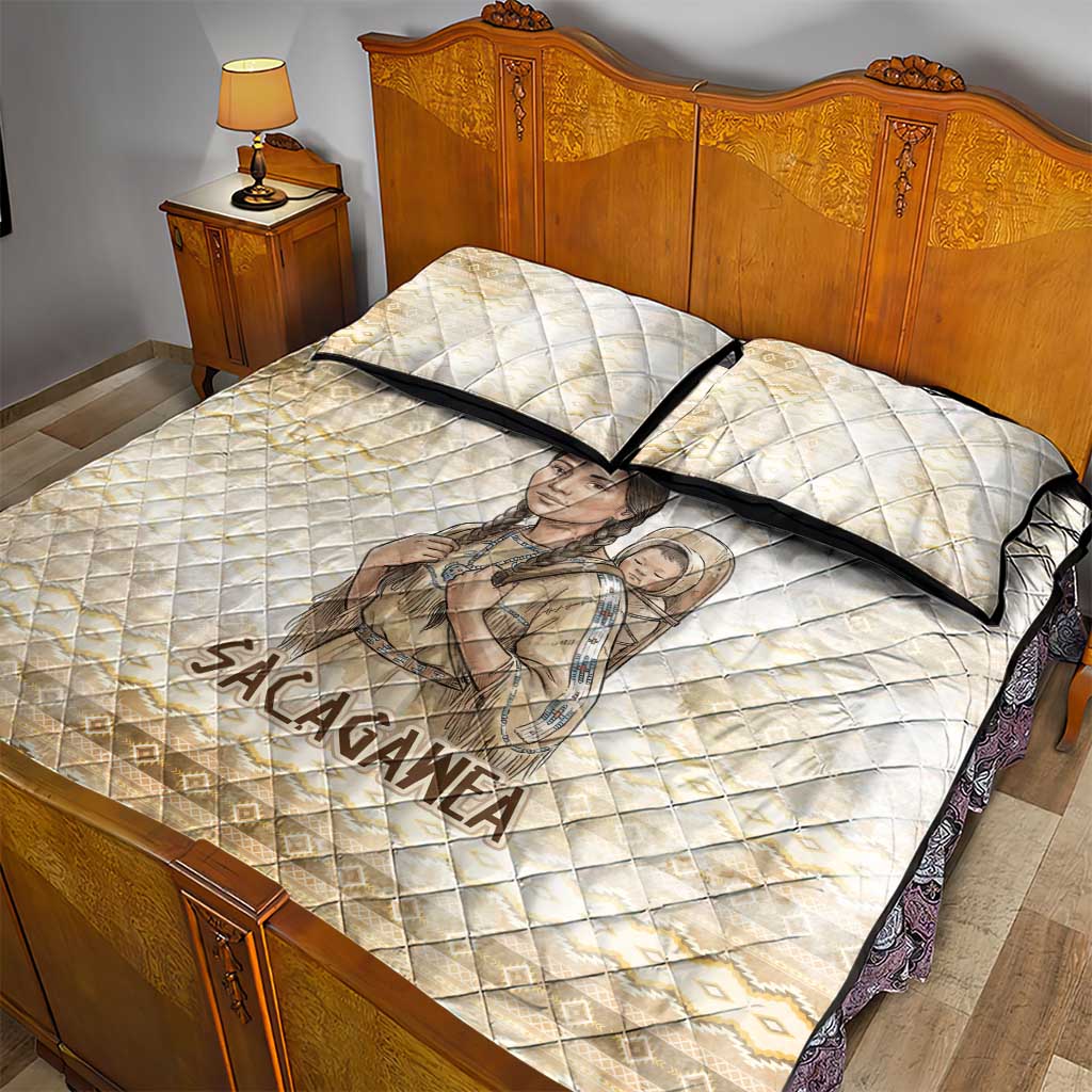 Sacagawea Native American Quilt Bed Set River Journey Scene Inspirational Quote Lead with Your Heart - Wonder Print Shop