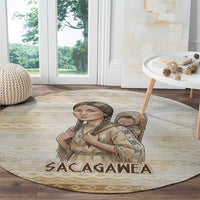 Sacagawea Native American Round Carpet River Journey Scene Inspirational Quote Lead with Your Heart - Wonder Print Shop