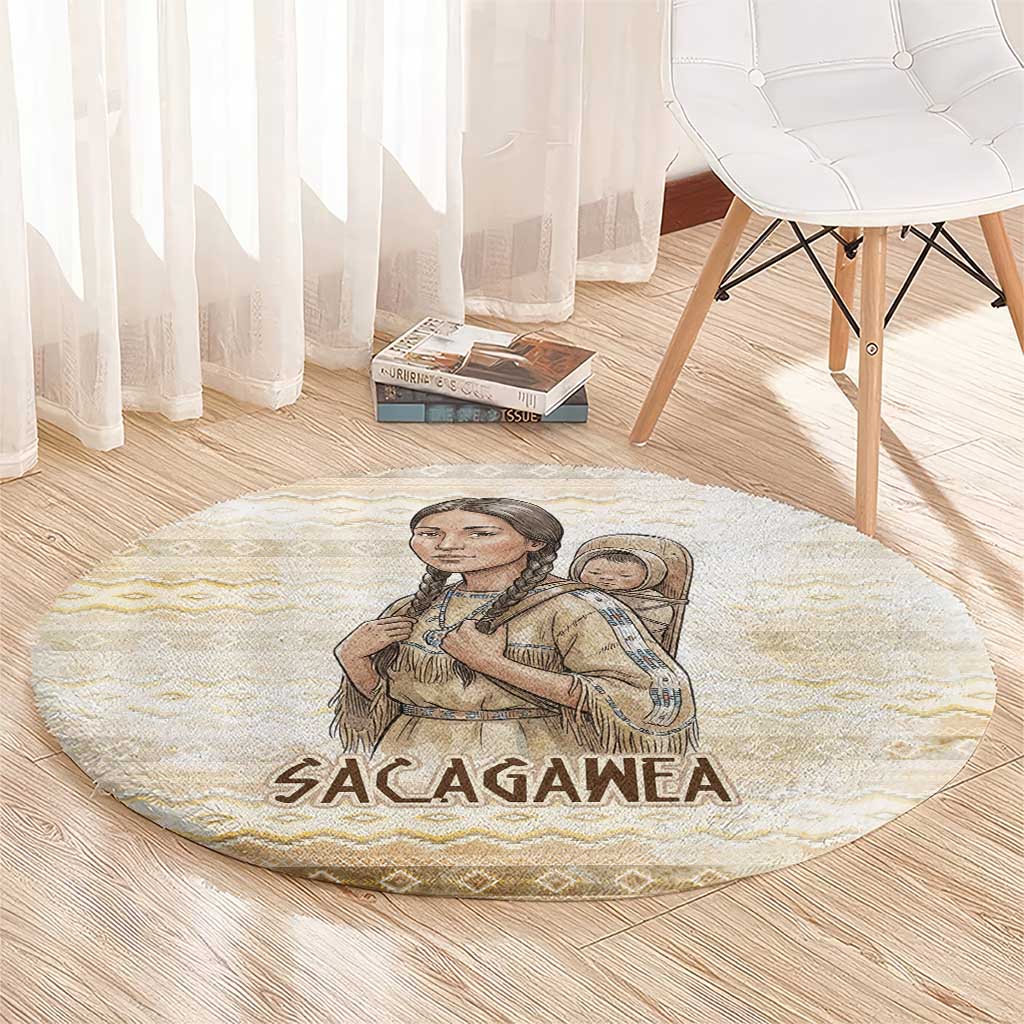 Sacagawea Native American Round Carpet River Journey Scene Inspirational Quote Lead with Your Heart - Wonder Print Shop