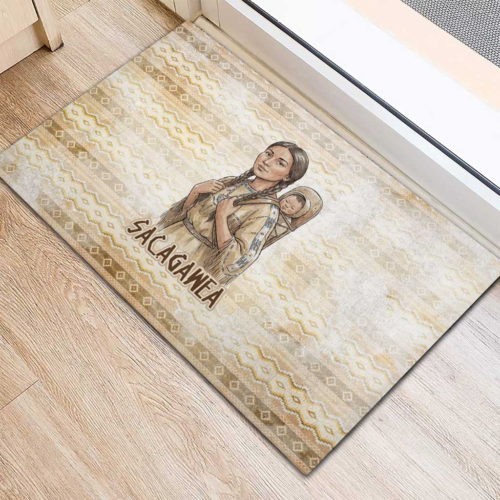 Sacagawea Native American Rubber Doormat River Journey Scene Inspirational Quote Lead with Your Heart - Wonder Print Shop