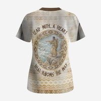 Sacagawea Native American Scrub Top River Journey Scene Inspirational Quote Lead with Your Heart - Wonder Print Shop