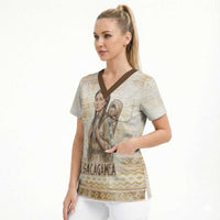 Sacagawea Native American Scrub Top River Journey Scene Inspirational Quote Lead with Your Heart - Wonder Print Shop