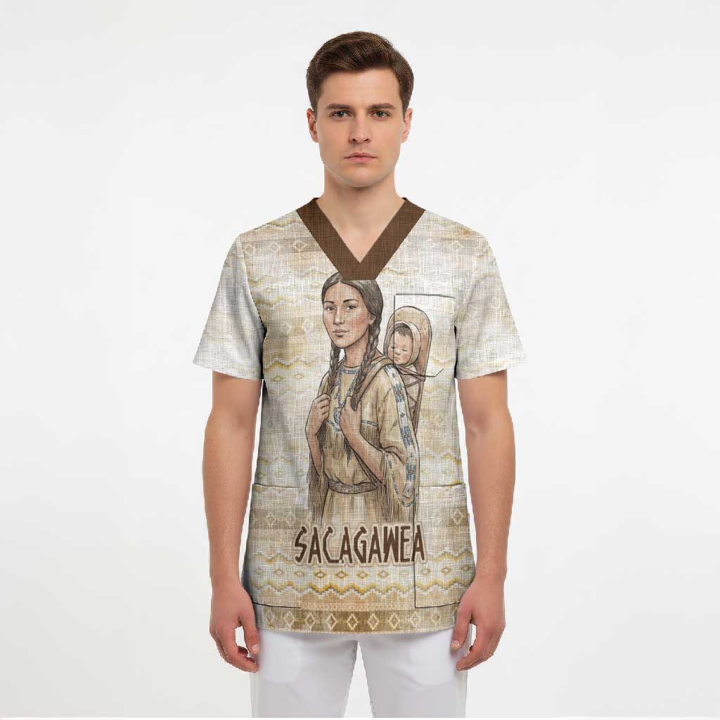 Sacagawea Native American Scrub Top River Journey Scene Inspirational Quote Lead with Your Heart - Wonder Print Shop