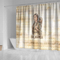 Sacagawea Native American Shower Curtain River Journey Scene Inspirational Quote Lead with Your Heart - Wonder Print Shop