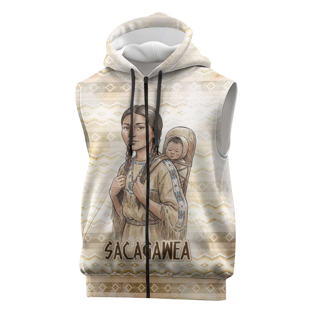 Sacagawea Native American Sleeveless Zip Hoodie River Journey Scene Inspirational Quote Lead with Your Heart - Wonder Print Shop