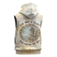 Sacagawea Native American Sleeveless Zip Hoodie River Journey Scene Inspirational Quote Lead with Your Heart - Wonder Print Shop
