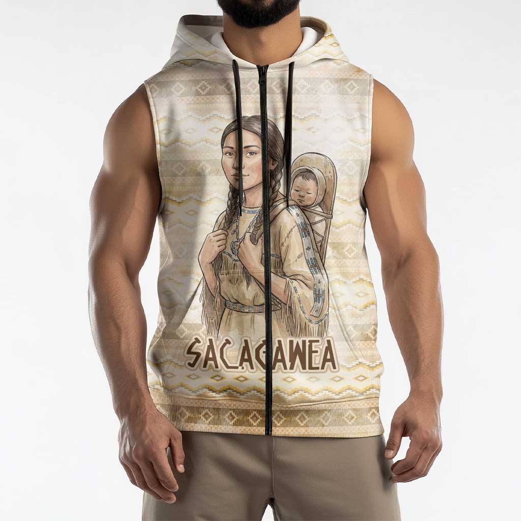 Sacagawea Native American Sleeveless Zip Hoodie River Journey Scene Inspirational Quote Lead with Your Heart - Wonder Print Shop