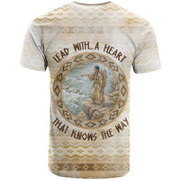 Sacagawea Native American T Shirt River Journey Scene Inspirational Quote Lead with Your Heart - Wonder Print Shop