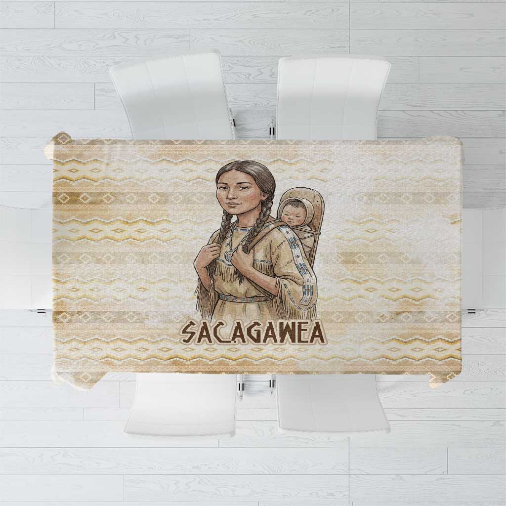 Sacagawea Native American Tablecloth River Journey Scene Inspirational Quote Lead with Your Heart - Wonder Print Shop