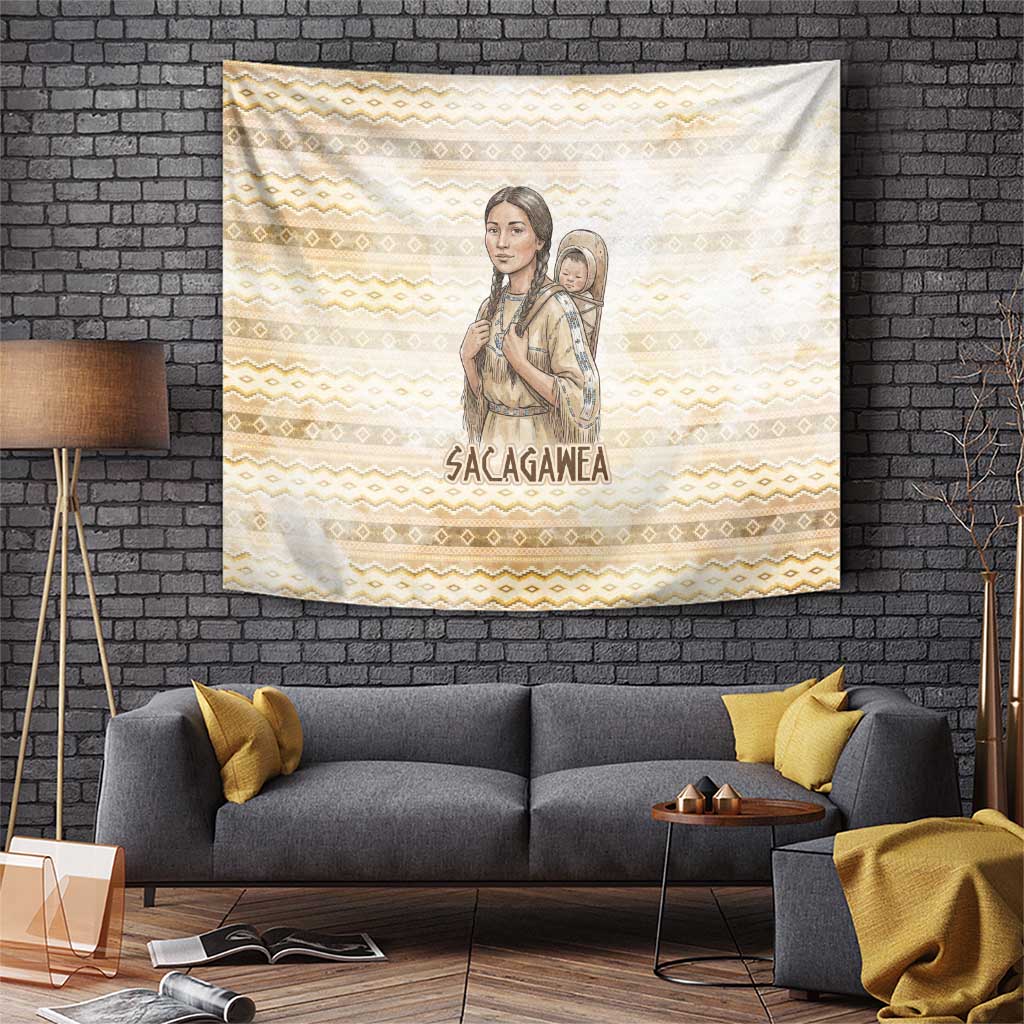 Sacagawea Native American Tapestry River Journey Scene Inspirational Quote Lead with Your Heart - Wonder Print Shop