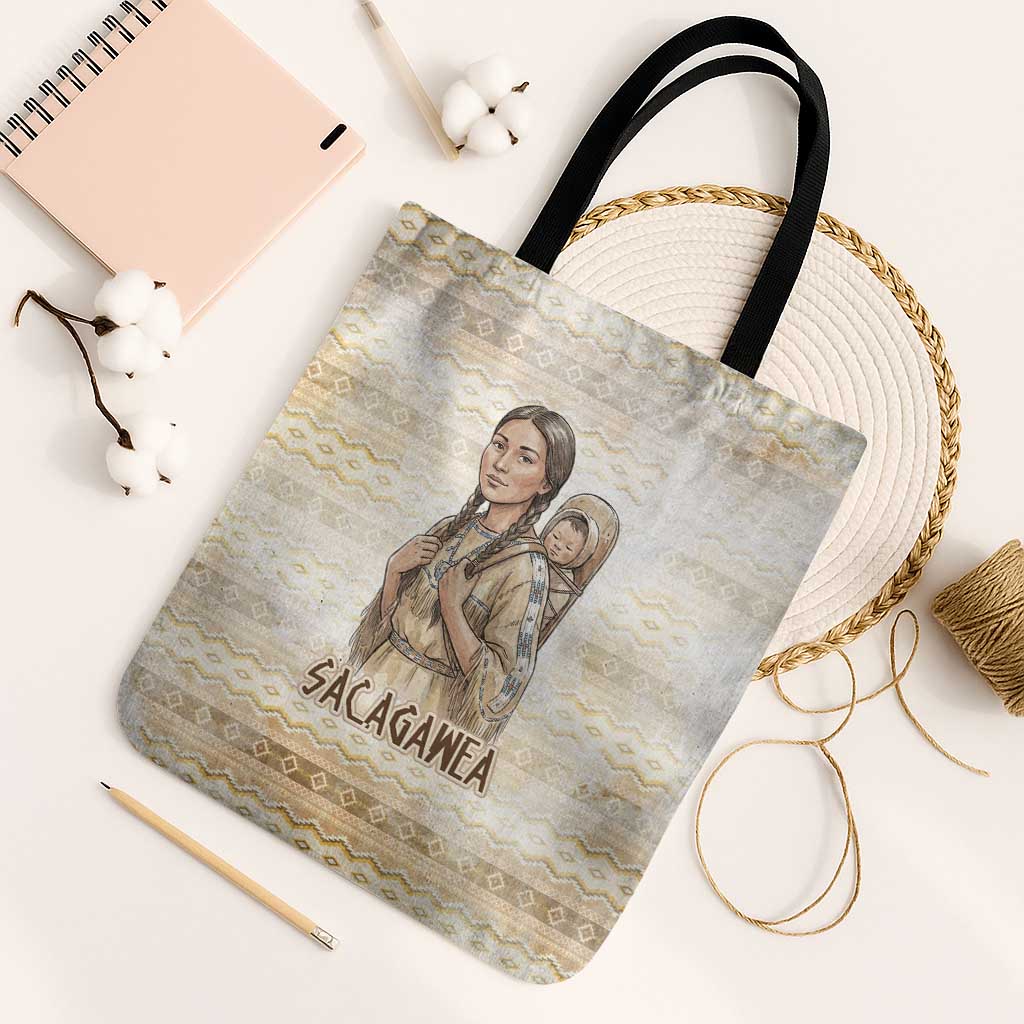 Sacagawea Native American Tote Bag River Journey Scene Inspirational Quote Lead with Your Heart - Wonder Print Shop