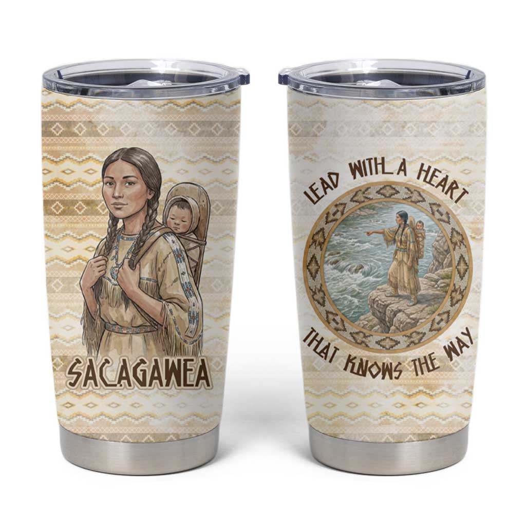 Sacagawea Native American Tumbler Cup River Journey Scene Inspirational Quote Lead with Your Heart - Wonder Print Shop