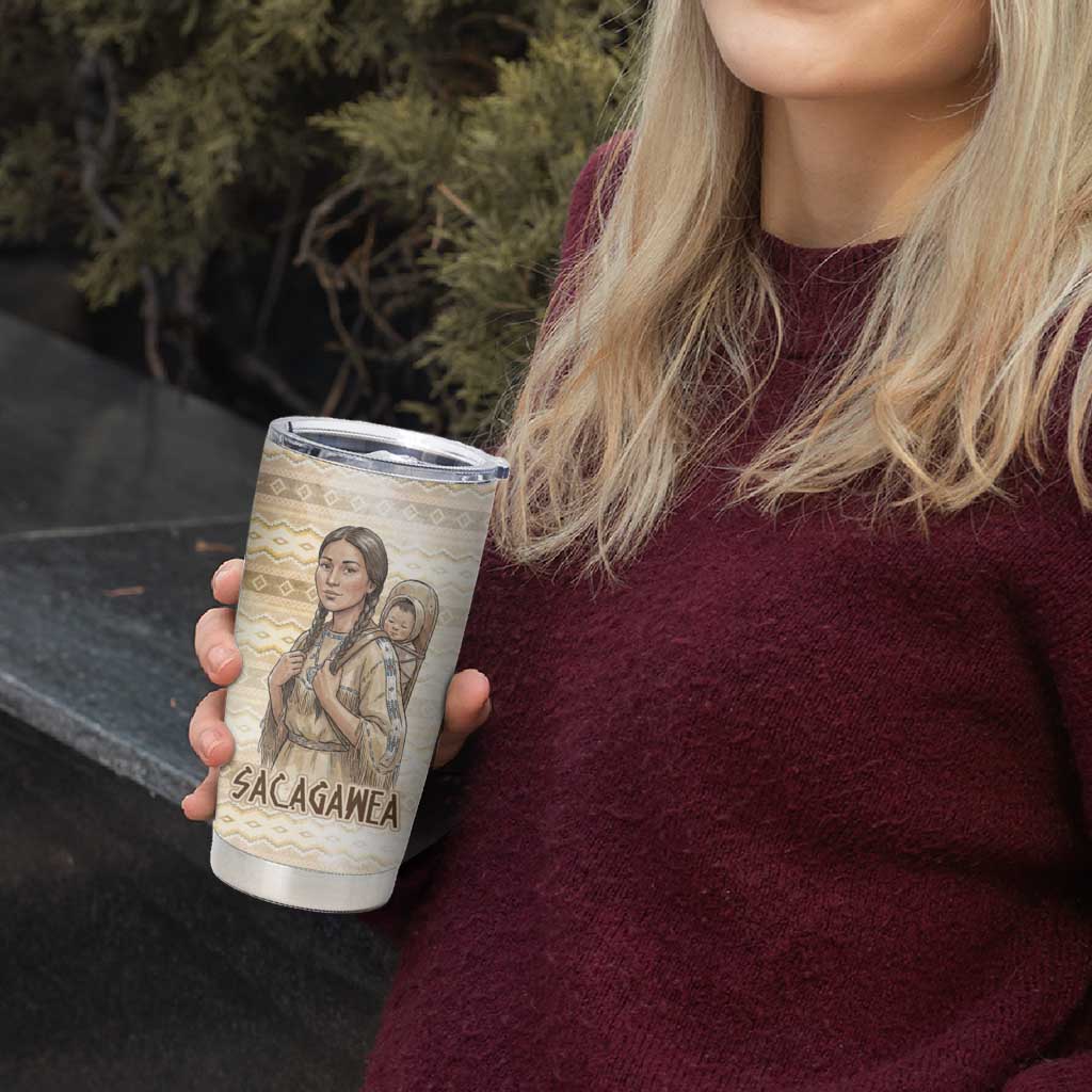 Sacagawea Native American Tumbler Cup River Journey Scene Inspirational Quote Lead with Your Heart - Wonder Print Shop