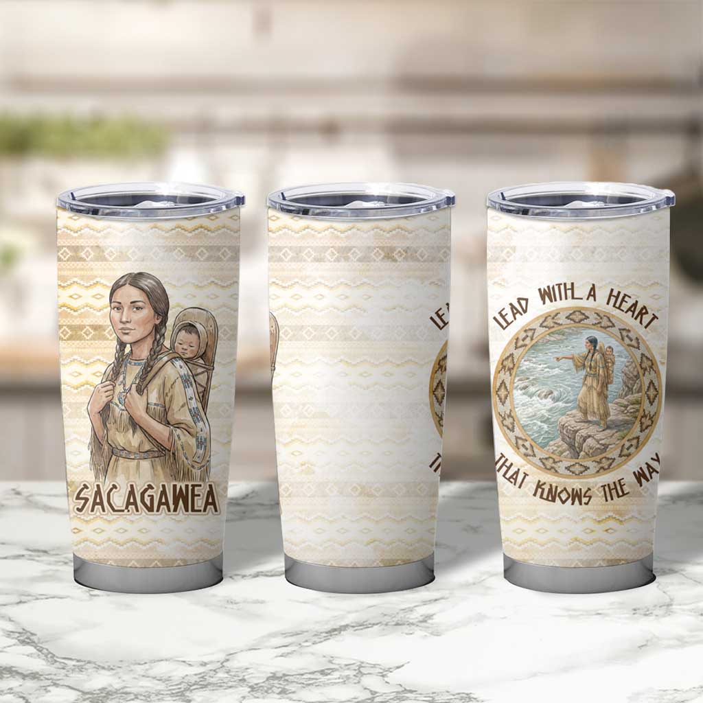 Sacagawea Native American Tumbler Cup River Journey Scene Inspirational Quote Lead with Your Heart - Wonder Print Shop