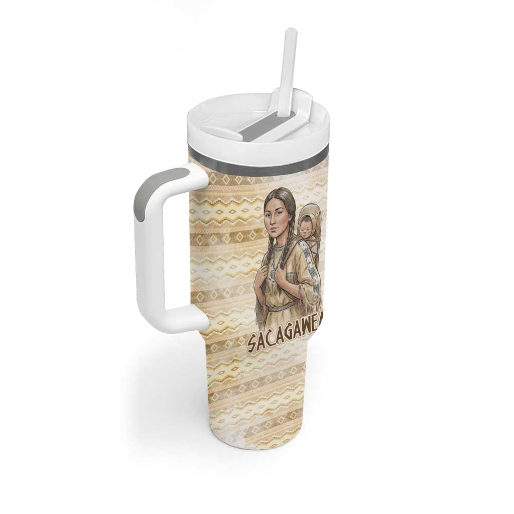 Sacagawea Native American Tumbler With Handle River Journey Scene Inspirational Quote Lead with Your Heart - Wonder Print Shop