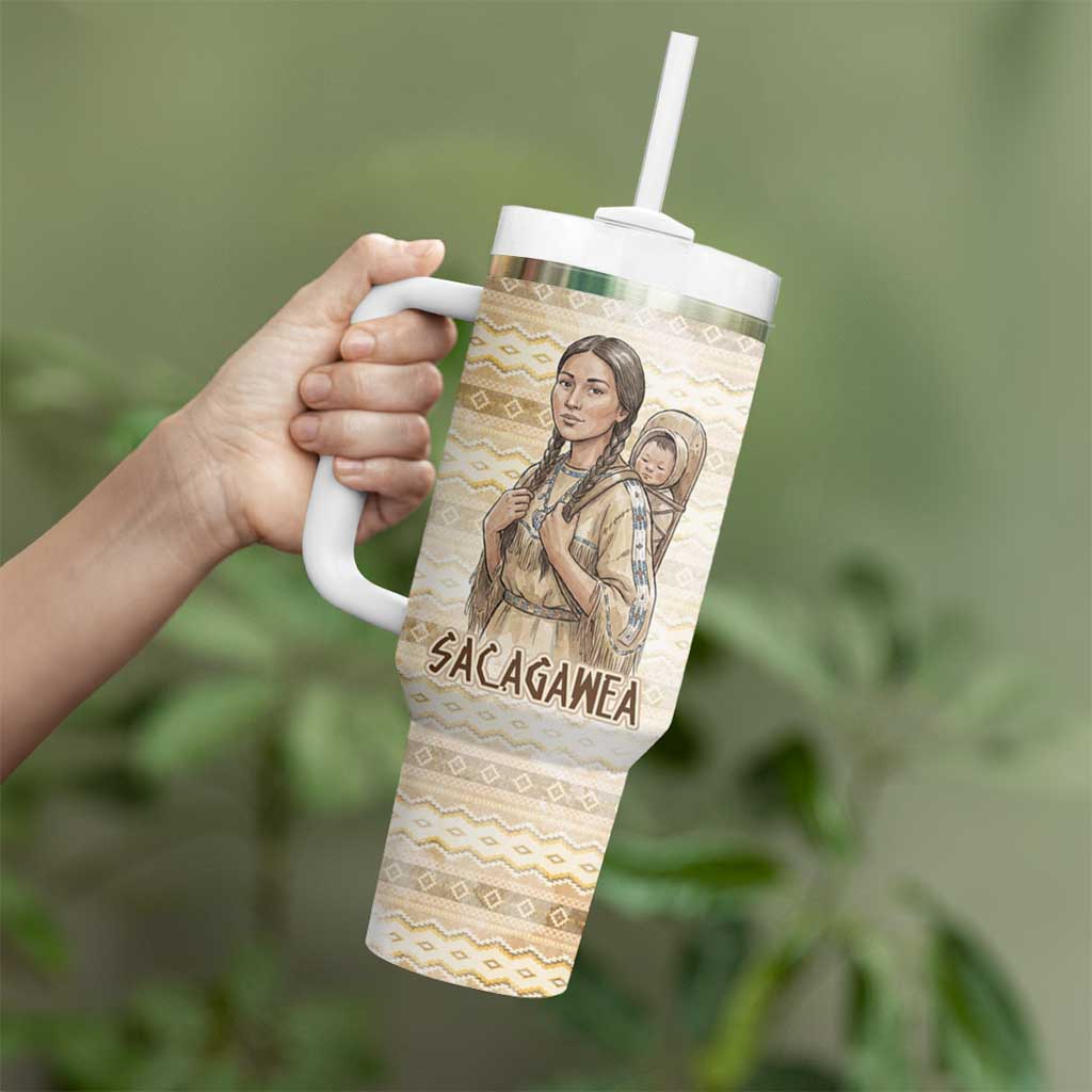Sacagawea Native American Tumbler With Handle River Journey Scene Inspirational Quote Lead with Your Heart - Wonder Print Shop