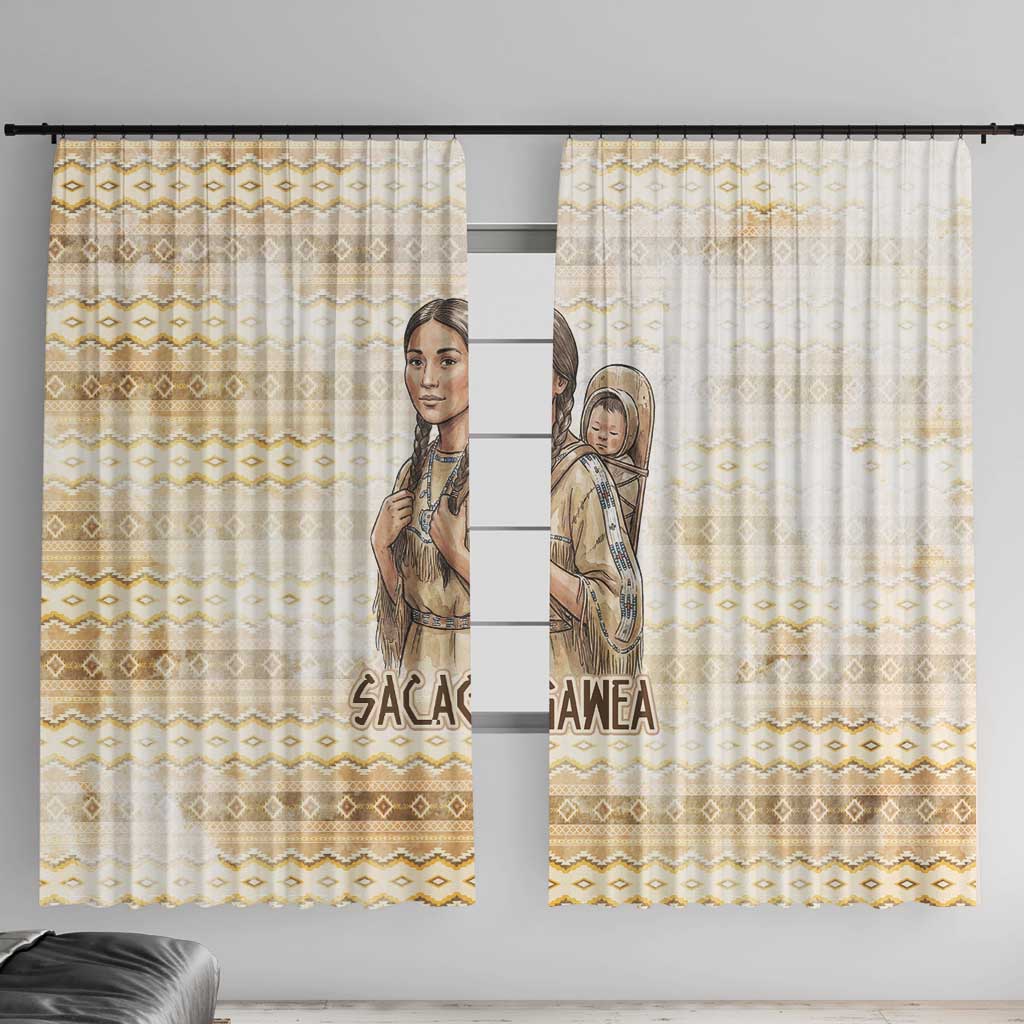 Sacagawea Native American Window Curtain River Journey Scene Inspirational Quote Lead with Your Heart - Wonder Print Shop