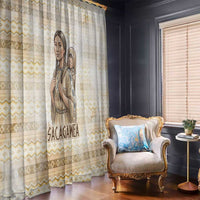 Sacagawea Native American Window Curtain River Journey Scene Inspirational Quote Lead with Your Heart - Wonder Print Shop